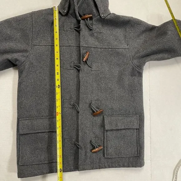 Girl's Children's Place Grey Hooded Duffle Winter Coat wool blend. Toggle jacket - Picture 11 of 16